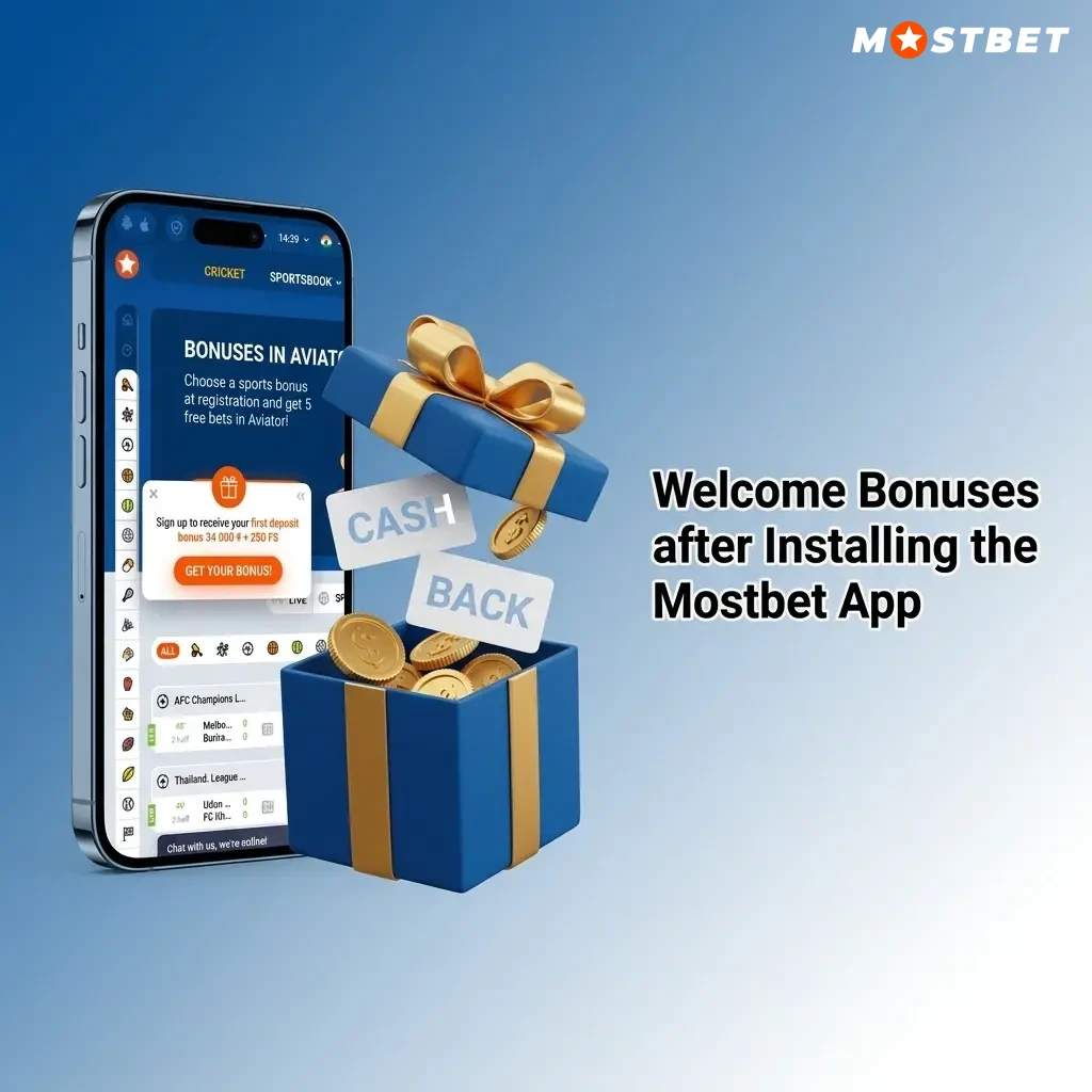 Mostbet app welcome bonus India 125% match up to ₹34,000 plus 250 free spins on first deposit