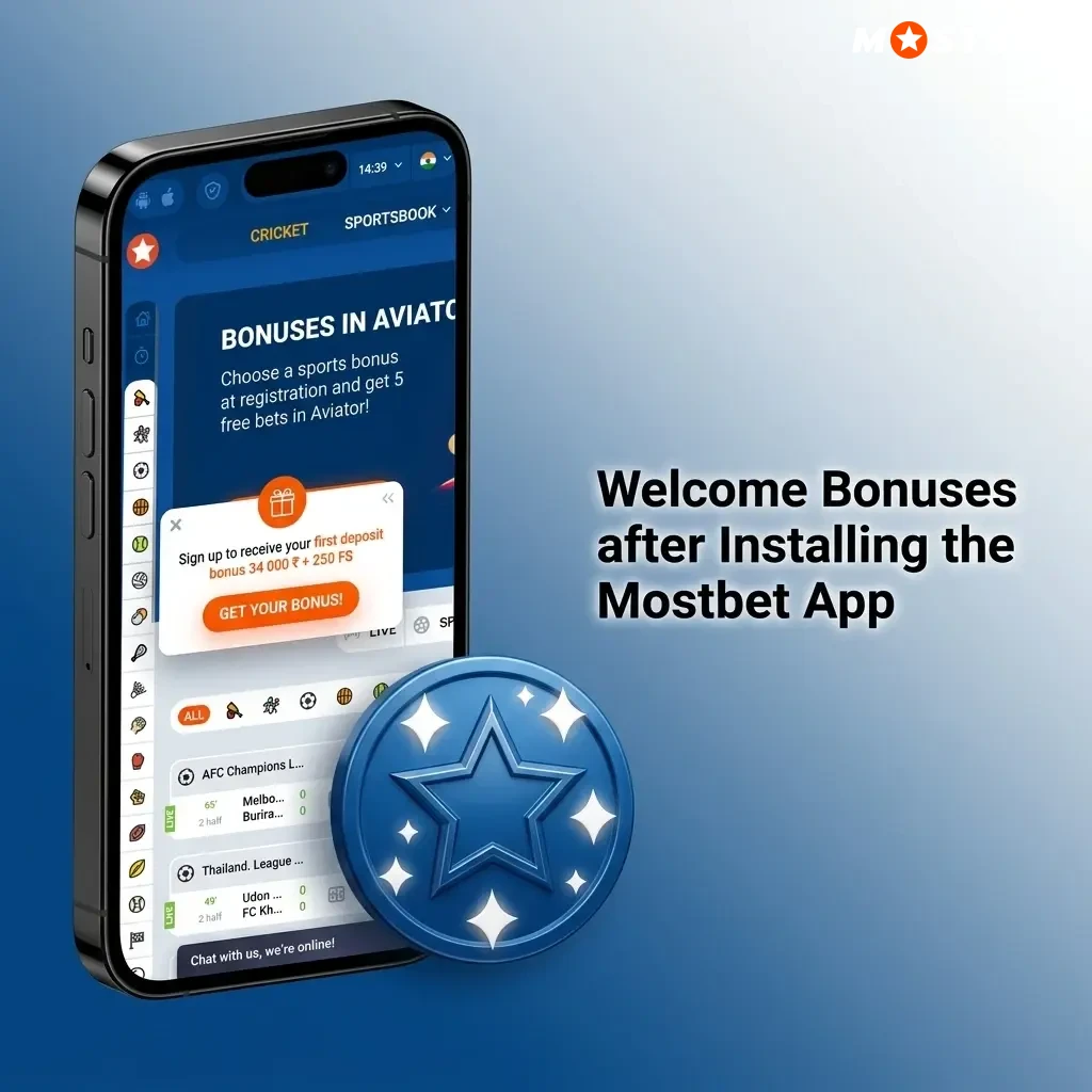 Mostbet app welcome bonus India 125% up to ₹34,000 plus 250 free spins on first deposit